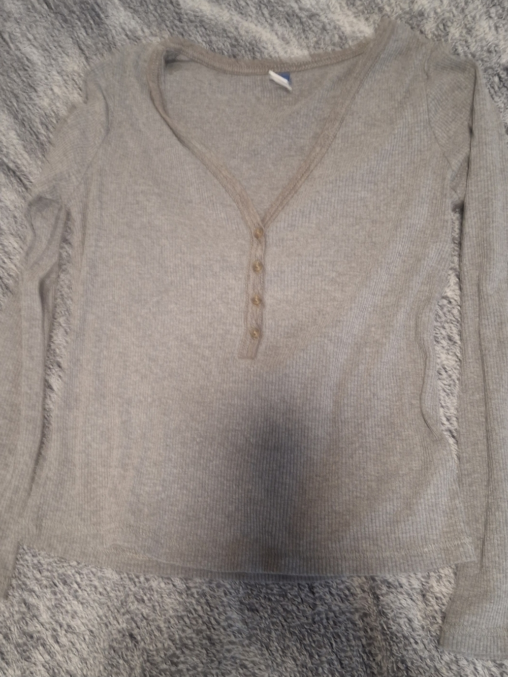 Old Navy Ribbed Henley Top - Gray